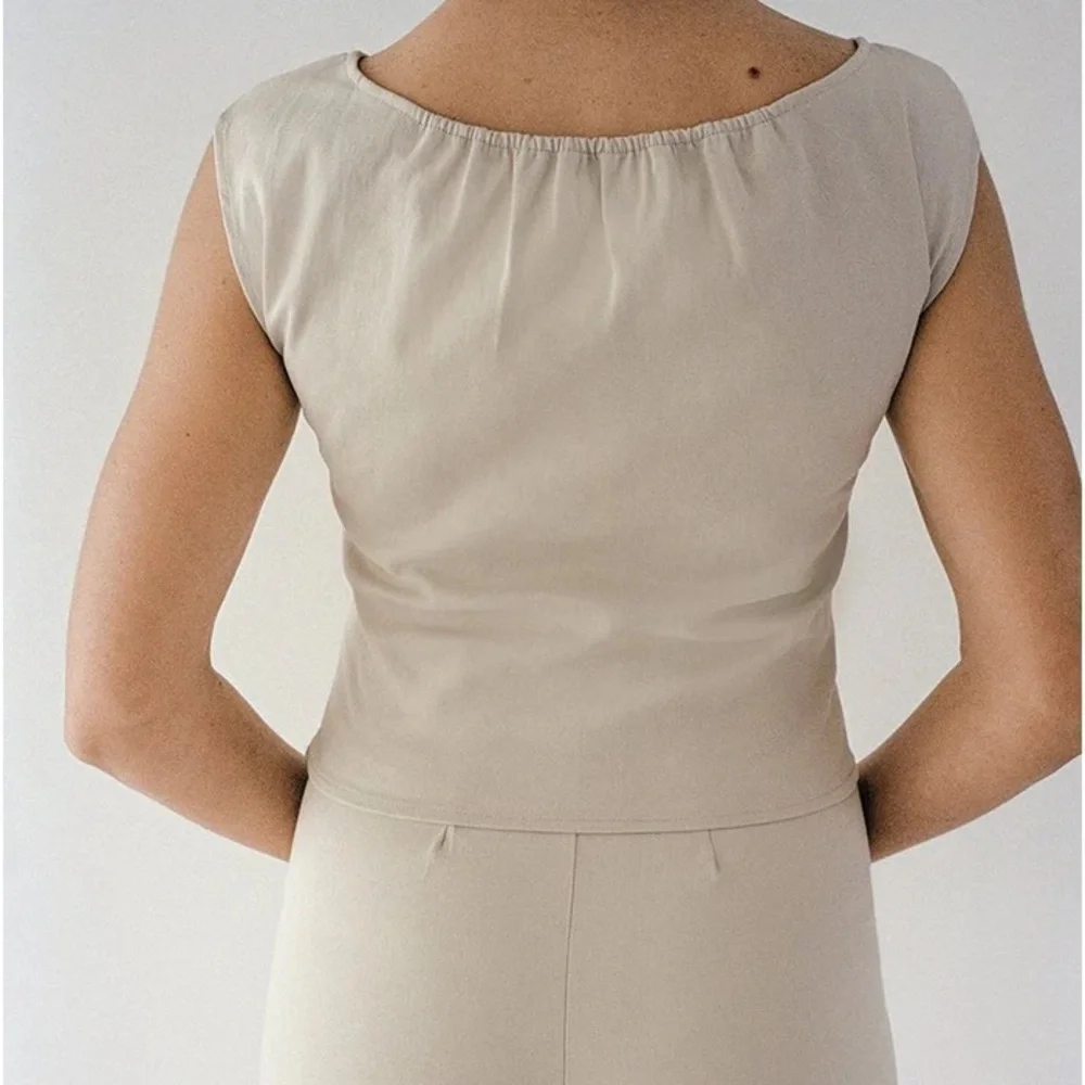 Norte Organic Cotton Cream Pantin Straight leg Pants & Ares Crop Top Coord Set